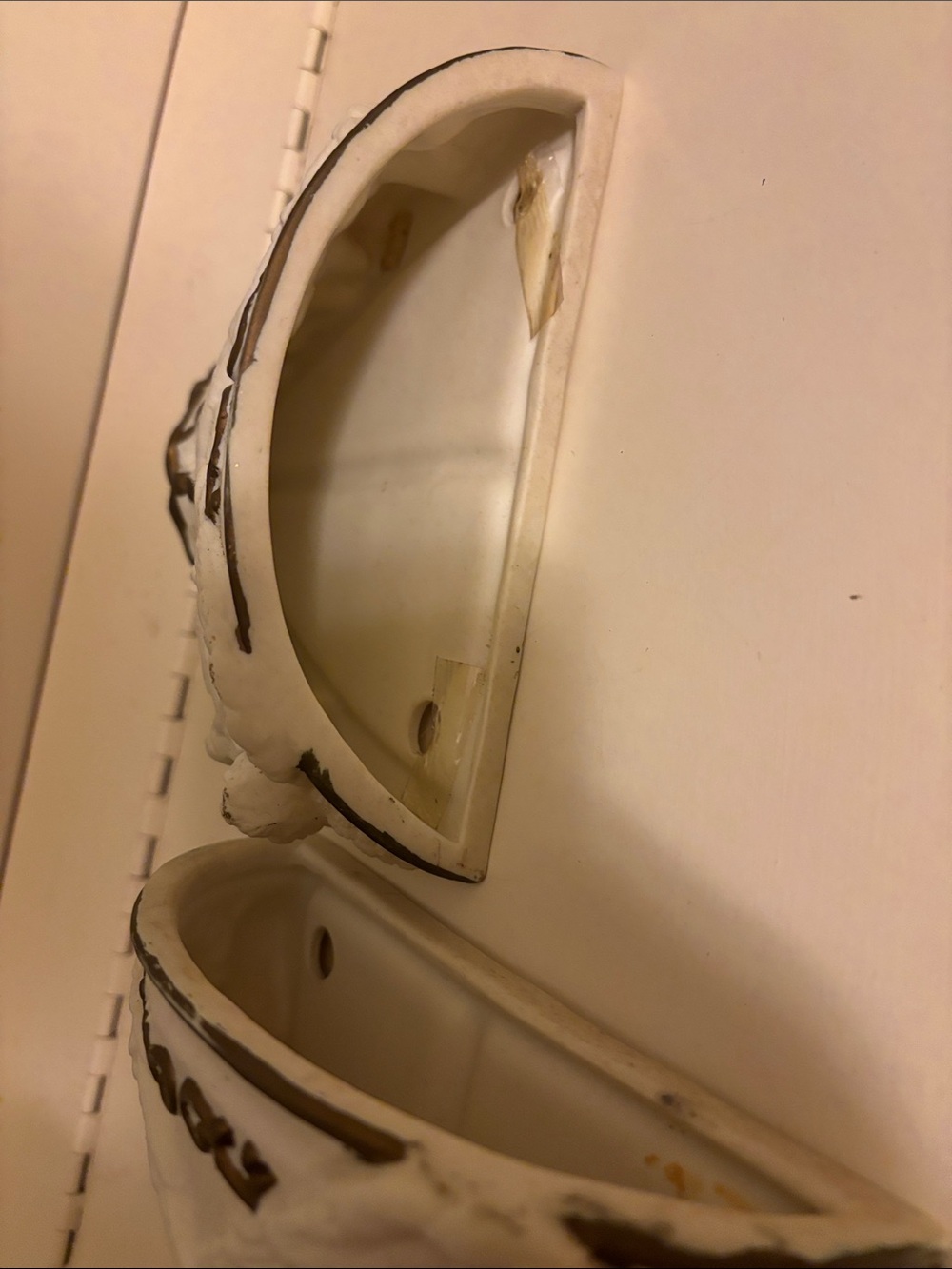 Ornate White Wall Pockets with Gold Trim - Home Accents Decor - Picture 2 of 8